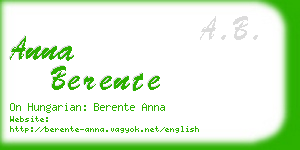 anna berente business card